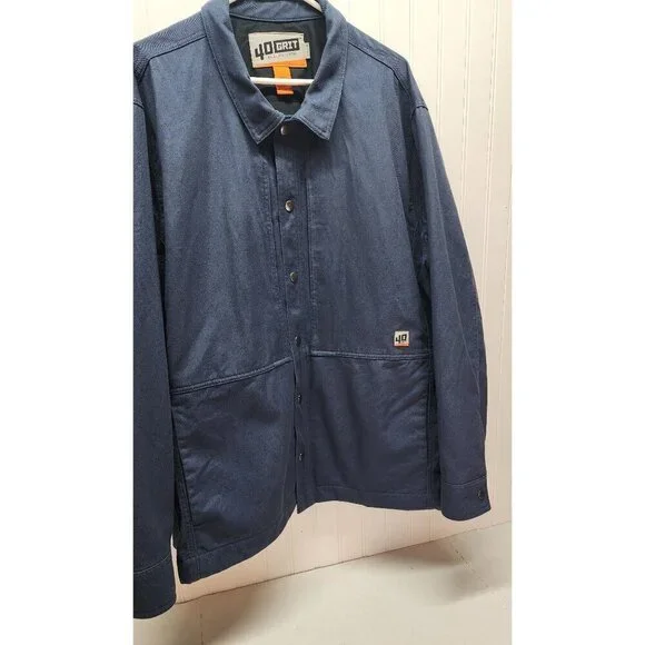 40 Grit By Duluth Trading Mens Navy Blue Button-Up Jacket 2XL 100% Cotton Shell - Picture 3 of 7